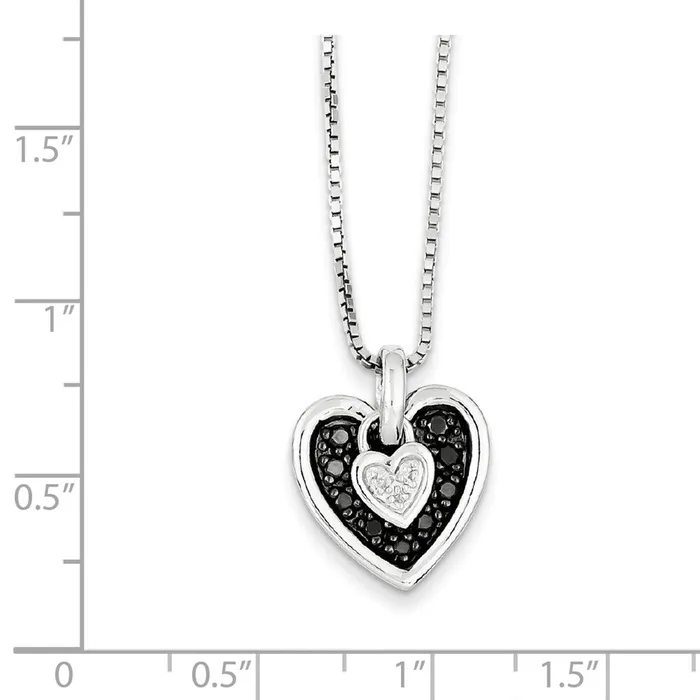 Sterling Silver White u0026 Black Diamond Moveable Heart Pendant Goldia Necklaces