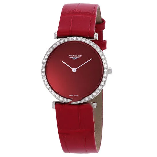 Watches JMS always Original Longines La Grande Classique Quartz Diamond Red Dial Ladies Watch L45230912 Watches JMS always Original Longines La Grande Classique Quartz Diamond Red Dial Ladies Watch L45230912