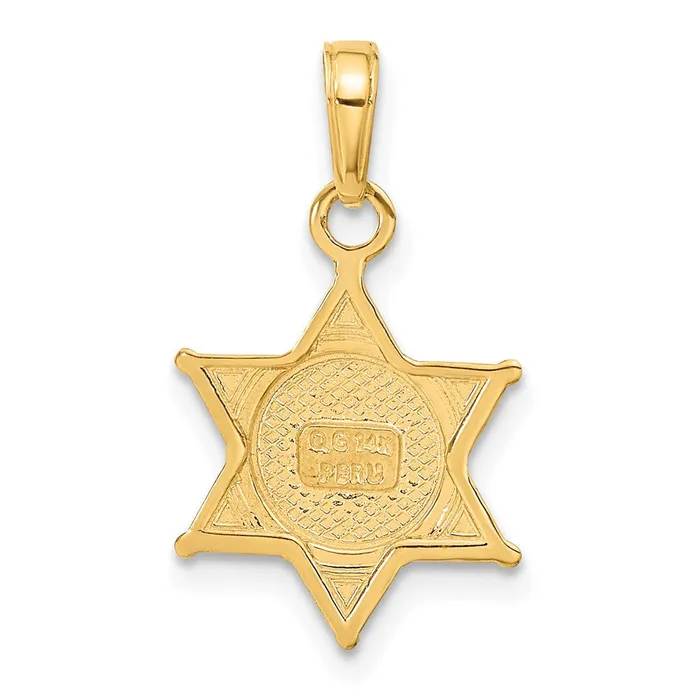 14k DEPUTY SHERIFF Badge with Bear Pendant TreasureFineJewelers Necklaces
