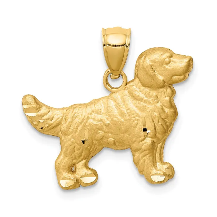 14K Diamondcut Golden Retriever Pendant TreasureFineJewelers Necklaces