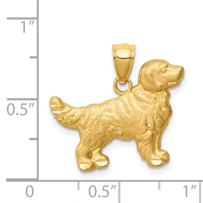 14K Diamondcut Golden Retriever Pendant TreasureFineJewelers Necklaces