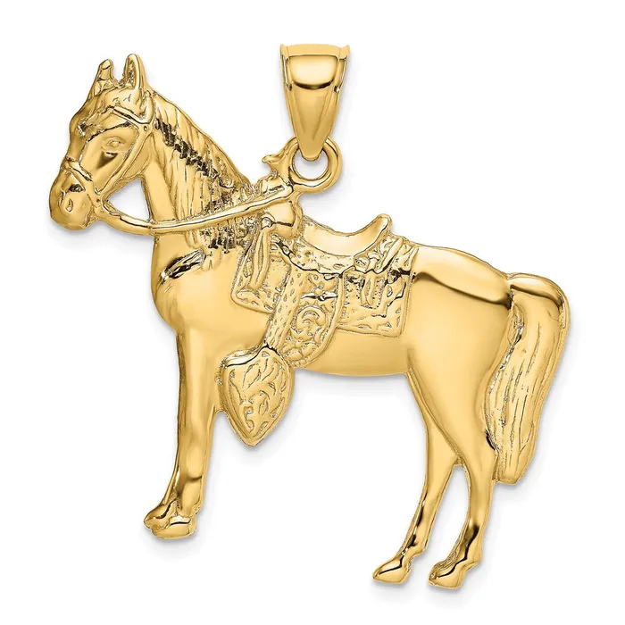 14K Horse w Saddle Charm TreasureFineJewelers Charm Necklaces