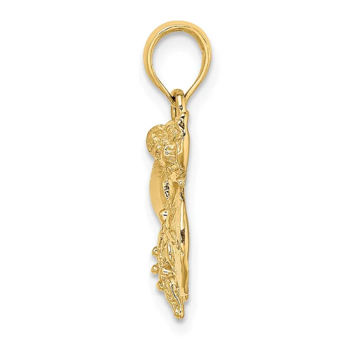 14K Polished Shell Starfish and Sand Dollar Cluster Charm TreasureFineJewelers Charm Necklaces