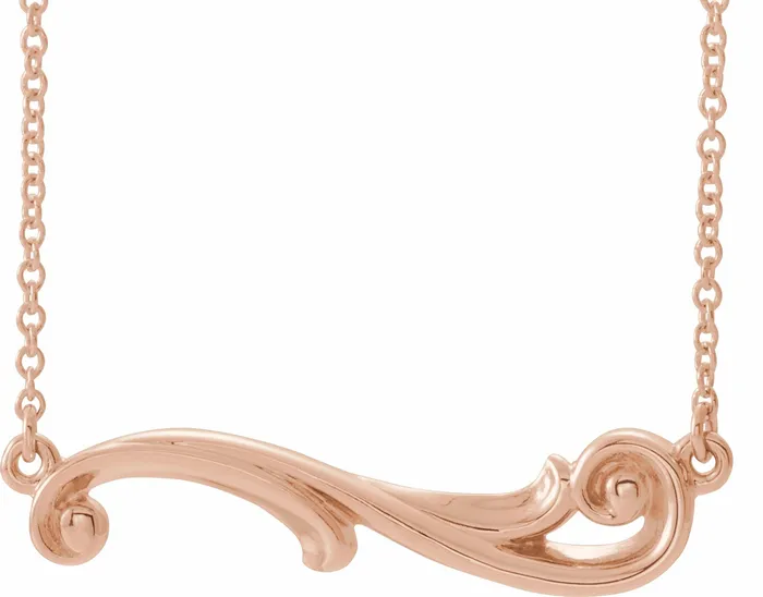 14K Rose Gold Freeform Bar 18 Necklace TreasureFineJewelers Necklaces