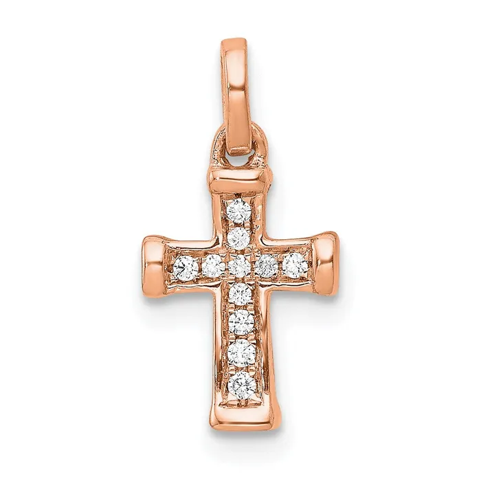 14K Rose Gold Small 120ct Diamond Latin Cross Pendant TreasureFineJewelers Necklaces 14K Rose Gold Small 120ct Diamond Latin Cross Pendant TreasureFineJewelers Necklaces