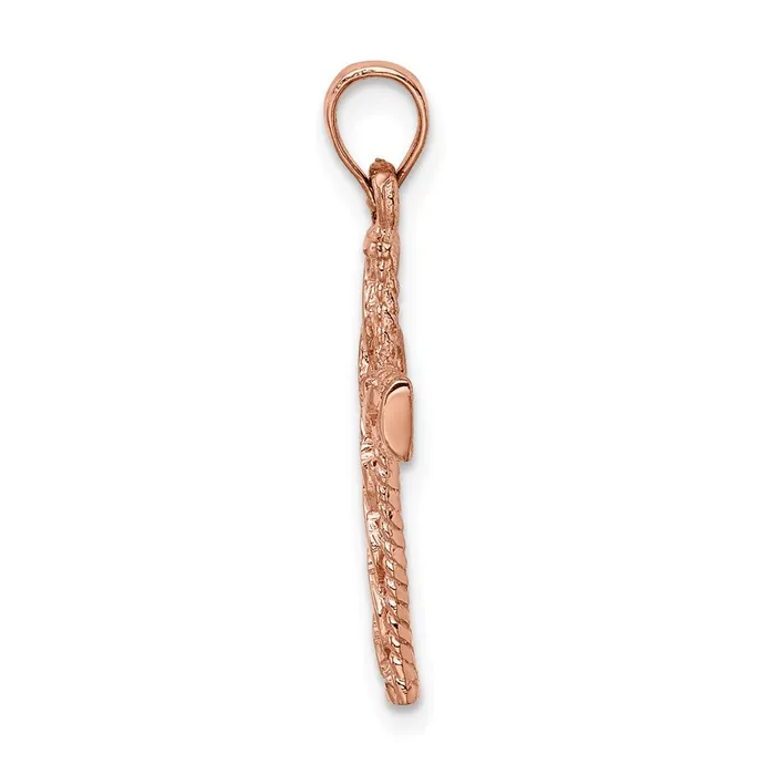 14K Rose Polished Braided Cross Pendant TreasureFineJewelers Necklaces
