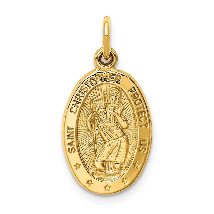 14k Saint Christopher Medal Charm TreasureFineJewelers Charm Necklaces