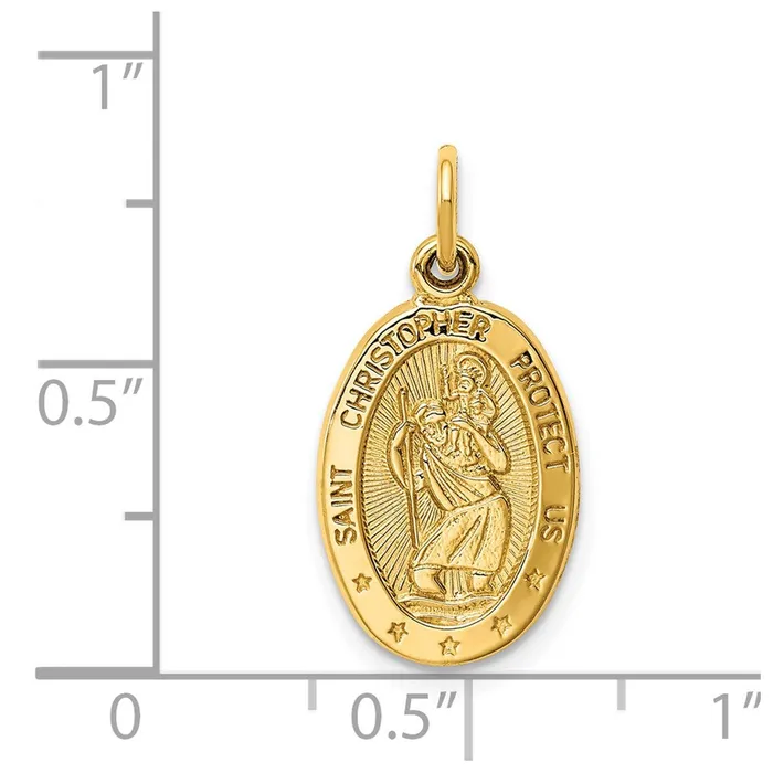 14k Saint Christopher Medal Charm TreasureFineJewelers Charm Necklaces