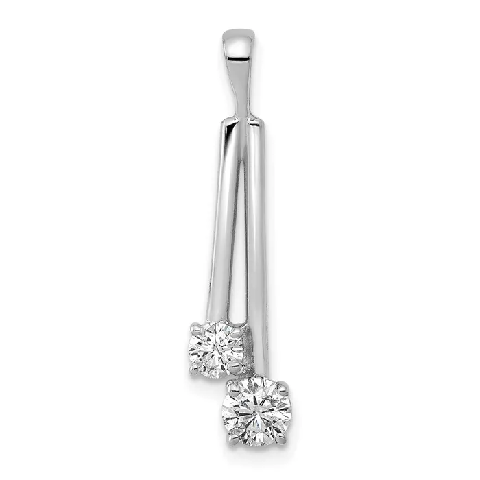 14k White Gold AA Diamond Two Stone Pendant TreasureFineJewelers Necklaces 14k White Gold AA Diamond Two Stone Pendant TreasureFineJewelers Necklaces