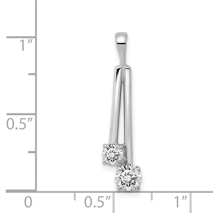 14k White Gold AA Diamond Two Stone Pendant TreasureFineJewelers Necklaces