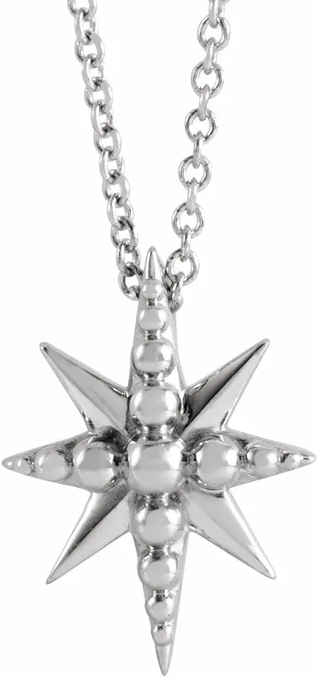 14K White Gold Beaded Starburst 1618 Necklace TreasureFineJewelers Necklaces 14K White Gold Beaded Starburst 1618 Necklace TreasureFineJewelers Necklaces