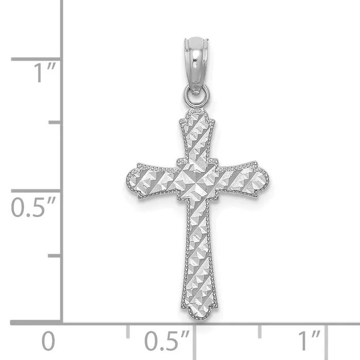 14K White Gold DC Striped Cross Charm TreasureFineJewelers Charm Necklaces