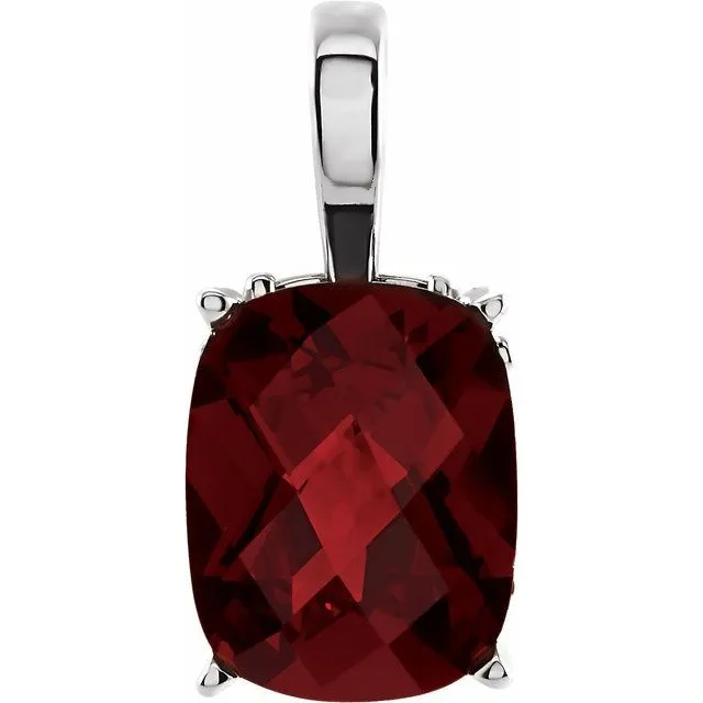 14K White Gold Natural Mozambique Garnet Solitaire Scroll Pendant TreasureFineJewelers Necklaces 14K White Gold Natural Mozambique Garnet Solitaire Scroll Pendant TreasureFineJewelers Necklaces