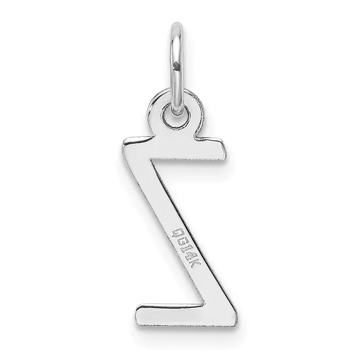 14k White Gold Slanted Block Letter Z Initial Charm TreasureFineJewelers Charm Necklaces