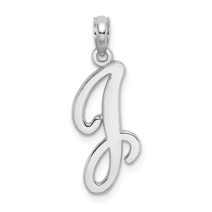 14k White Gold White Gold Script Letter J Initial Pendant TreasureFineJewelers Necklaces 14k White Gold White Gold Script Letter J Initial Pendant TreasureFineJewelers Necklaces