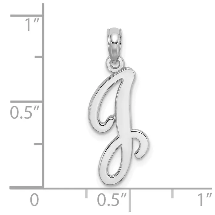 14k White Gold White Gold Script Letter J Initial Pendant TreasureFineJewelers Necklaces