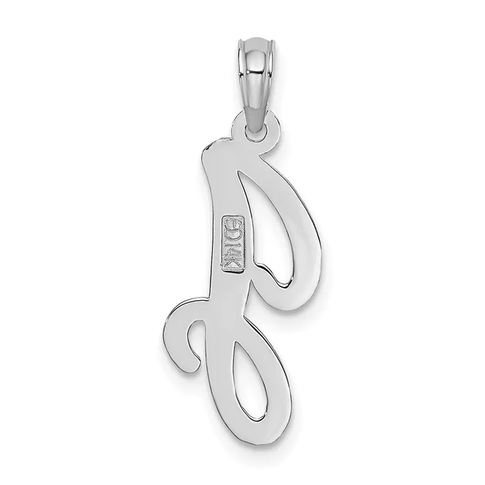 14k White Gold White Gold Script Letter J Initial Pendant TreasureFineJewelers Necklaces