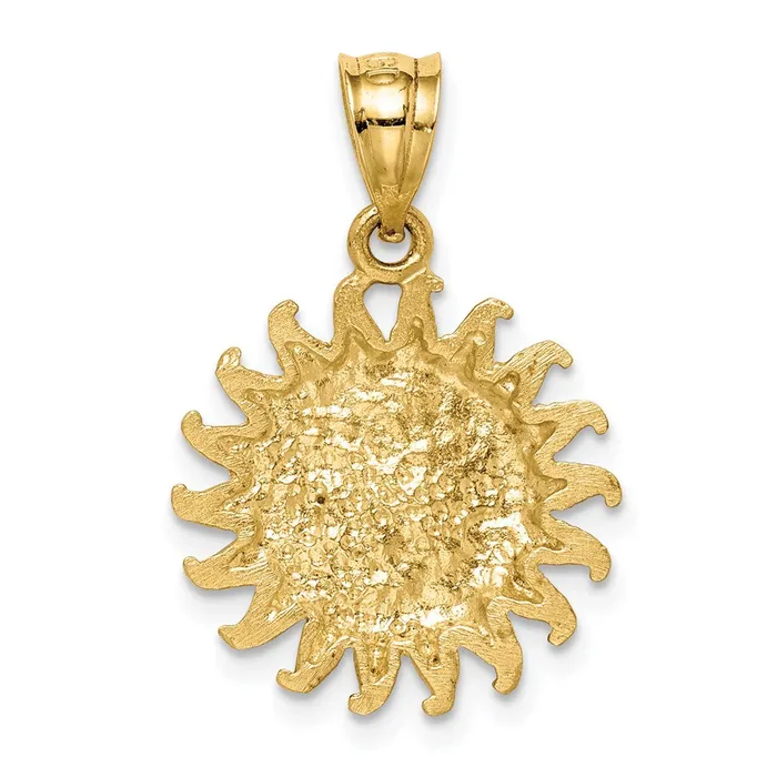 14K White Rhodium Brushed Sun and Moon Pendant TreasureFineJewelers Necklaces