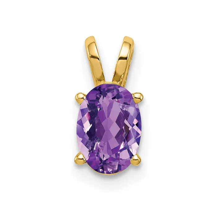 14k Yellow Gold 7x5mm Oval Amethyst pendant TreasureFineJewelers Necklaces 14k Yellow Gold 7x5mm Oval Amethyst pendant TreasureFineJewelers Necklaces