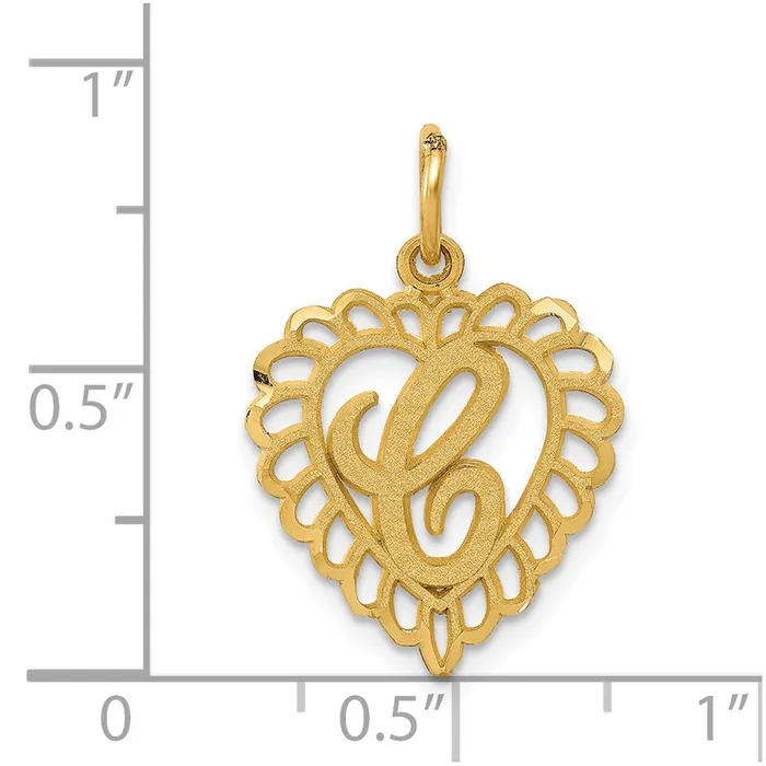 14k Yellow Gold Heart Letter C Charm TreasureFineJewelers Charm Necklaces