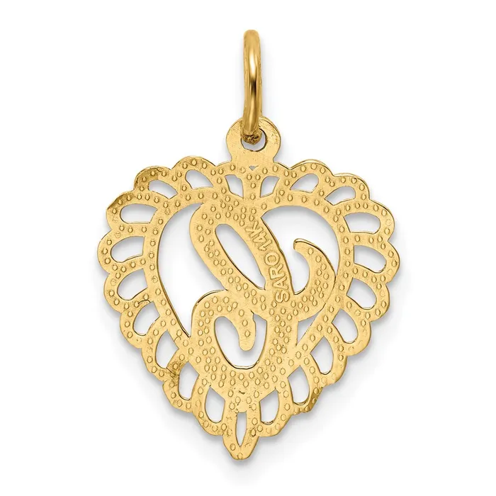 14k Yellow Gold Heart Letter C Charm TreasureFineJewelers Charm Necklaces