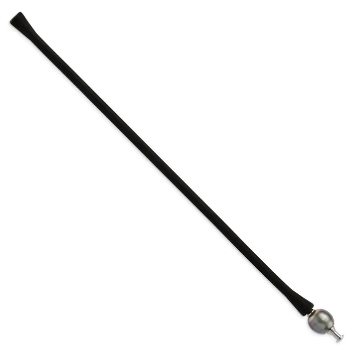 Bracelets Chisel Stainless Steel 1011mm Black Tahitian Pearl Black Silicone Bracelet with Hidden Clasp TreasureFineJewelers