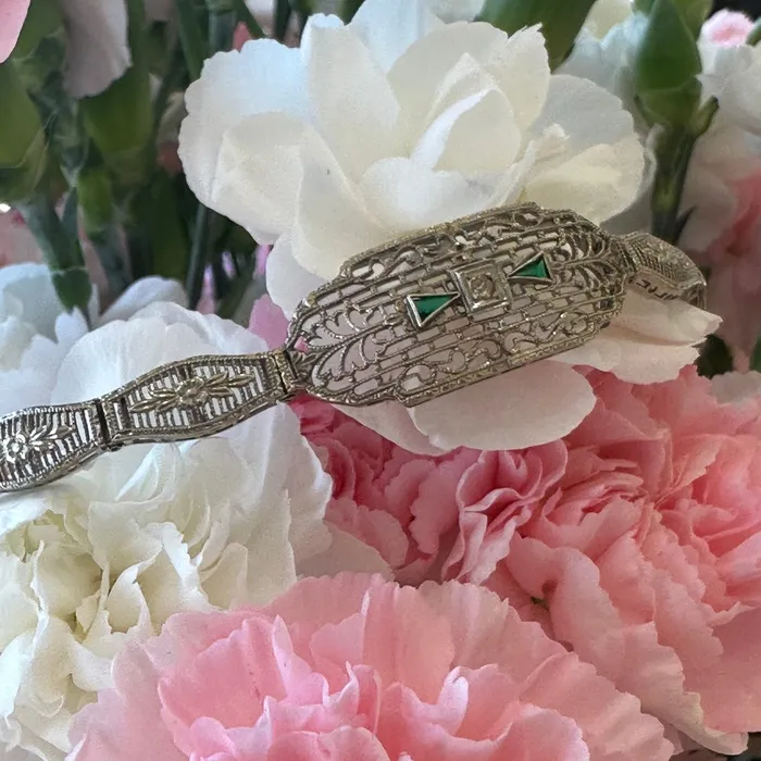 Bracelets ONeills Estate Jewelry 10 Karat White Gold Art Deco Filigree Bracelet 54000153 Bracelets ONeills Estate Jewelry 10 Karat White Gold Art Deco Filigree Bracelet 54000153
