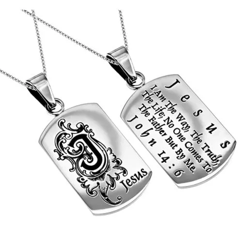 Bracelets Womens Monogram J JESUS Christian Dog Tag John 146 Stainless Steel Chain North Arrow Shop Bracelets Womens Monogram J JESUS Christian Dog Tag John 146 Stainless Steel Chain North Arrow Shop