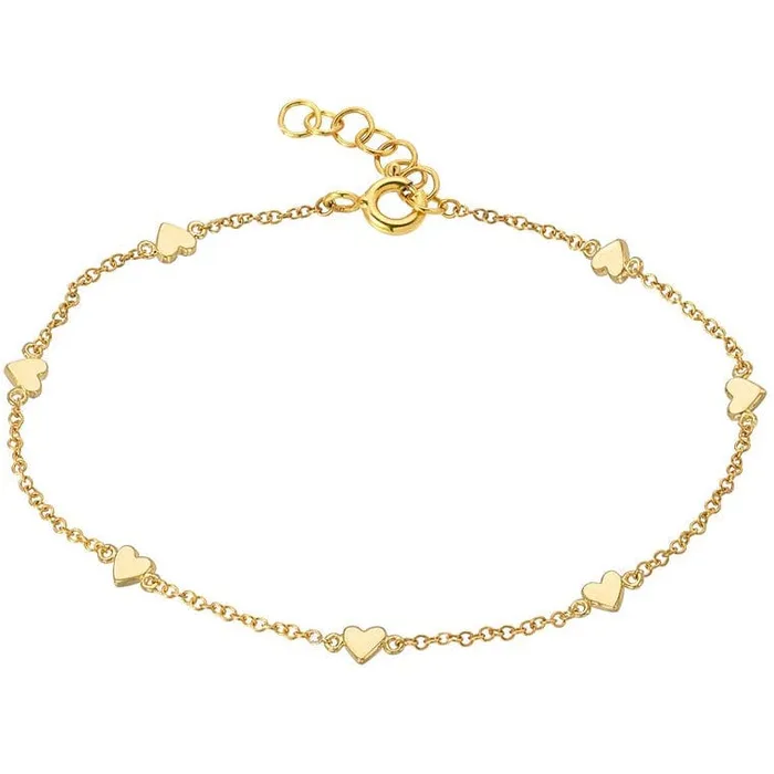 Bracelets Zoe Lev ZOE LEV Gold Heart Charms Bracelet