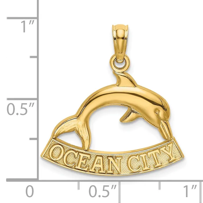 Charm Necklaces 14K OCEAN CITY Dolphin Charm TreasureFineJewelers