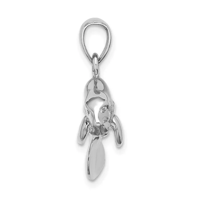 Charm Necklaces 14K White Gold 3D Polished Swimming Manatee Charm TreasureFineJewelers
