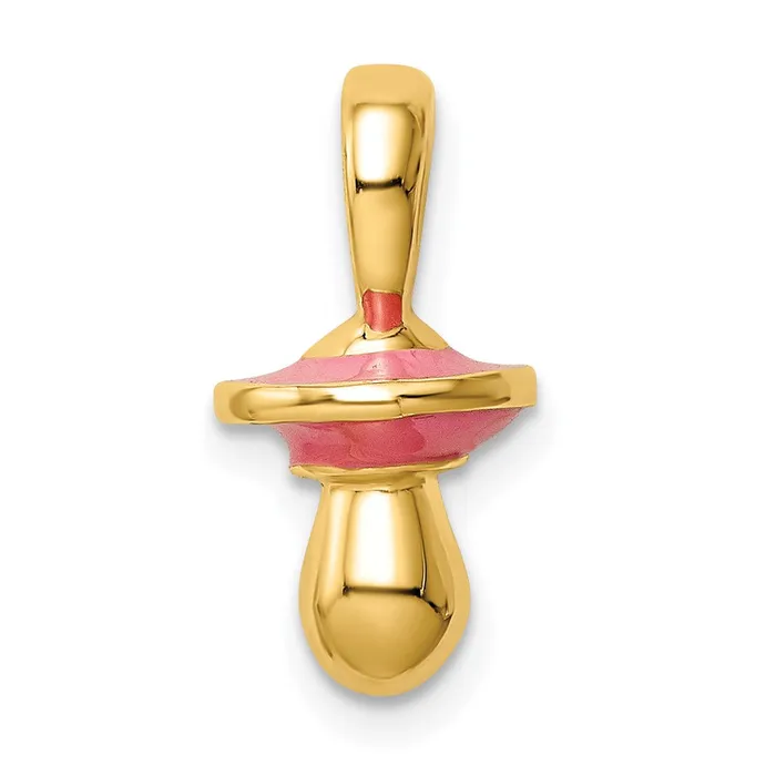Charm Necklaces TreasureFineJewelers 14K 3D w Pink Enamel Pacifier Charm Charm Necklaces TreasureFineJewelers 14K 3D w Pink Enamel Pacifier Charm