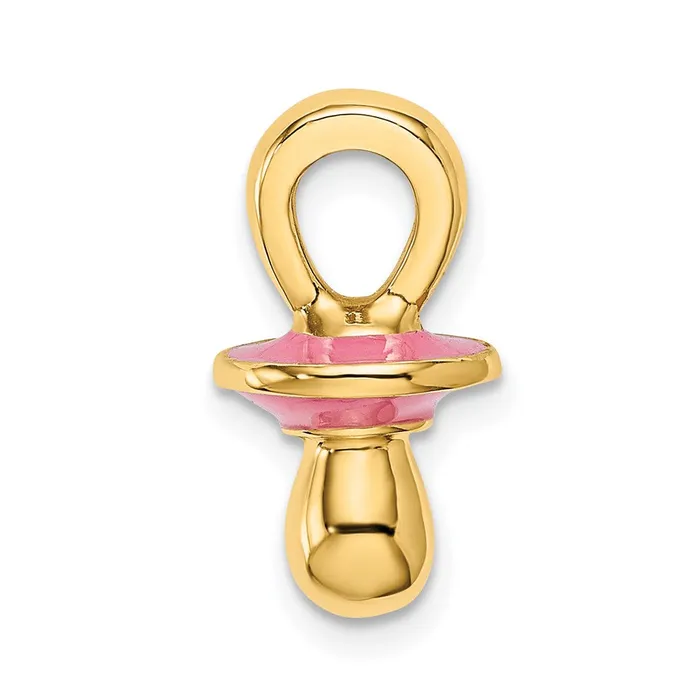 Charm Necklaces TreasureFineJewelers 14K 3D w Pink Enamel Pacifier Charm