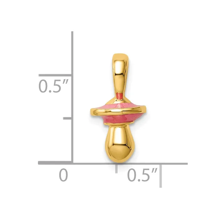 Charm Necklaces TreasureFineJewelers 14K 3D w Pink Enamel Pacifier Charm