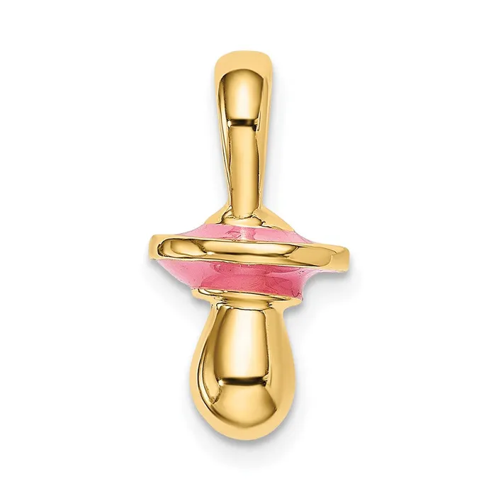 Charm Necklaces TreasureFineJewelers 14K 3D w Pink Enamel Pacifier Charm