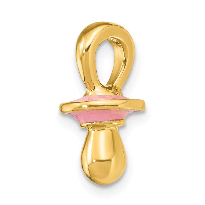 Charm Necklaces TreasureFineJewelers 14K 3D w Pink Enamel Pacifier Charm