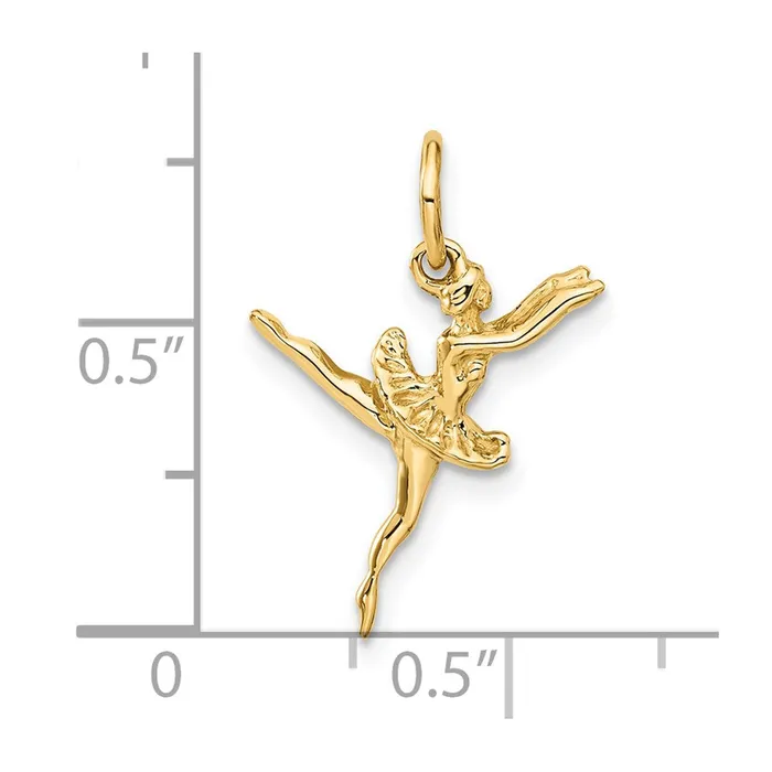 Charm Necklaces TreasureFineJewelers 14K 3D Ballerina Charm