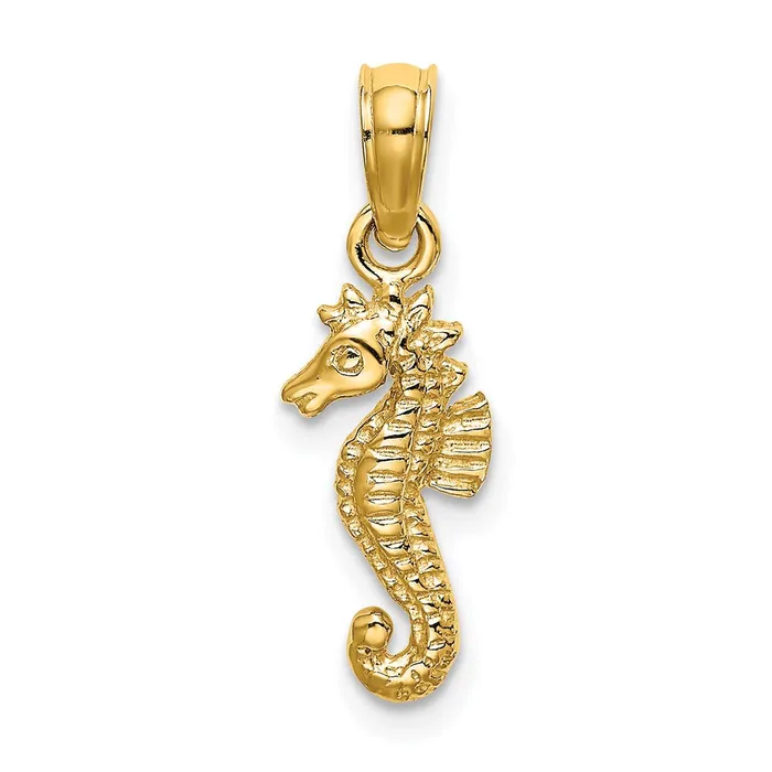 Charm Necklaces TreasureFineJewelers 14K Mini Seahorse Charm