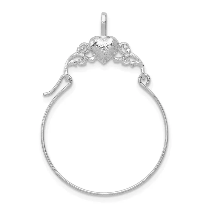 Charm Necklaces TreasureFineJewelers 14K White Gold Polished Heart Charm Holder Charm Necklaces TreasureFineJewelers 14K White Gold Polished Heart Charm Holder