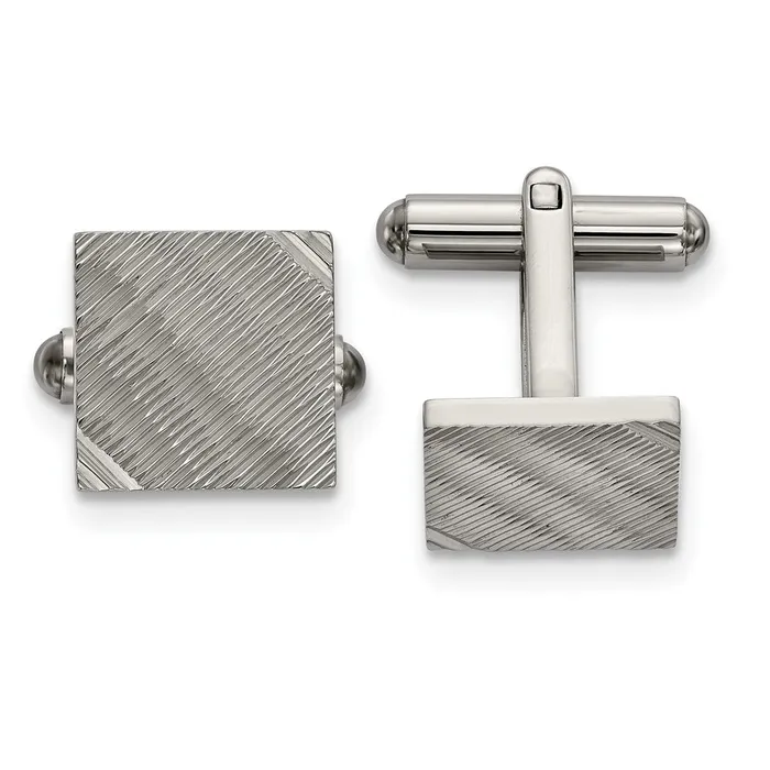 Chisel Stainless Steel Polished and Textured Square Cufflinks TreasureFineJewelers Bracelets