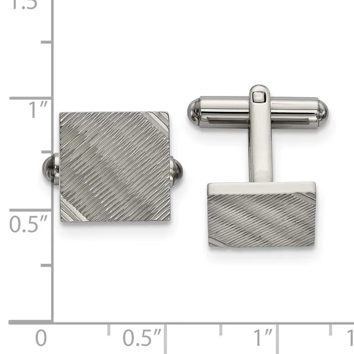 Chisel Stainless Steel Polished and Textured Square Cufflinks TreasureFineJewelers Bracelets