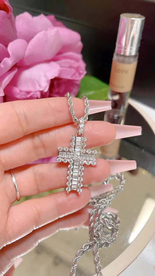 Diamond Silver Cross Necklace MP Jewelry Necklaces