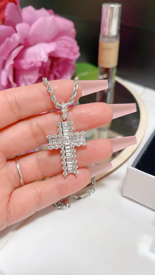 Diamond Silver Cross Necklace MP Jewelry Necklaces