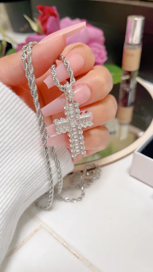 Diamond Silver Cross Necklace MP Jewelry Necklaces