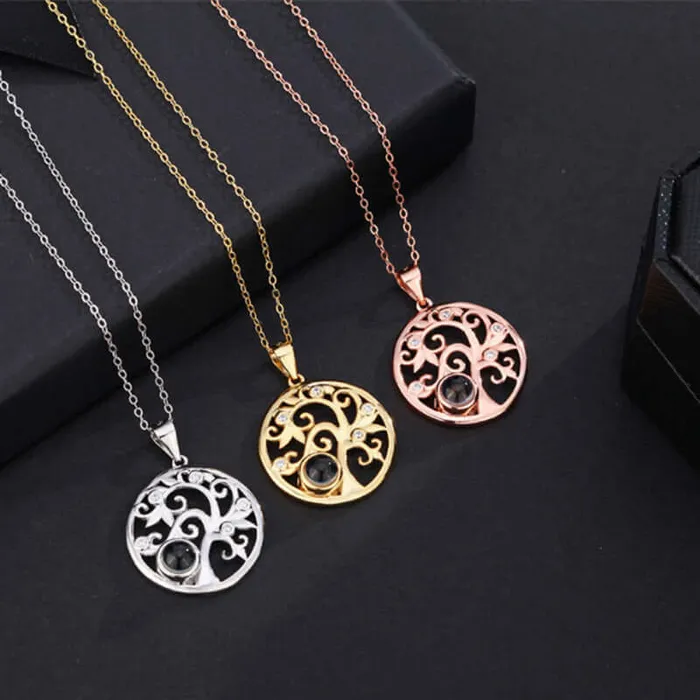 Hollow Tree of Life Necklace with Picture Inside Trendolla Jewelry Necklaces