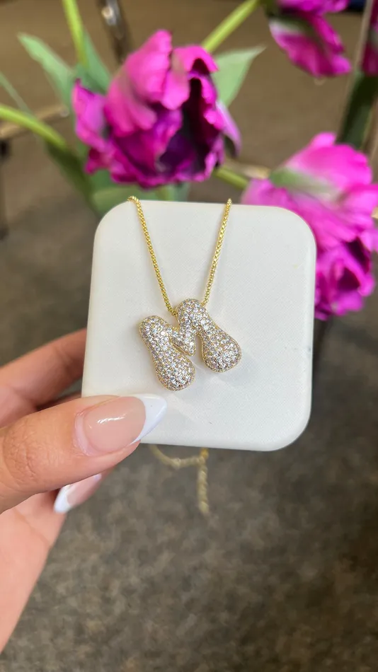 MP Jewelry Necklaces Gold M Paved Necklace