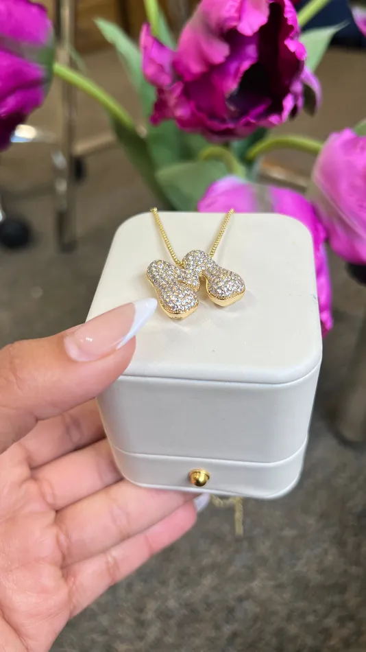MP Jewelry Necklaces Gold M Paved Necklace