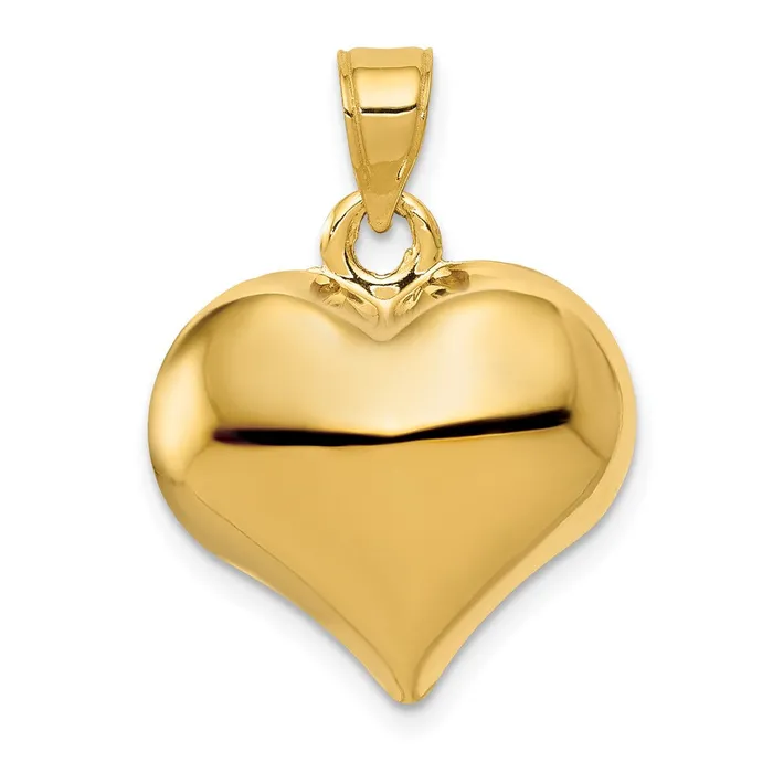 Necklaces 14K Polished 3D Puffed Heart Pendant TreasureFineJewelers