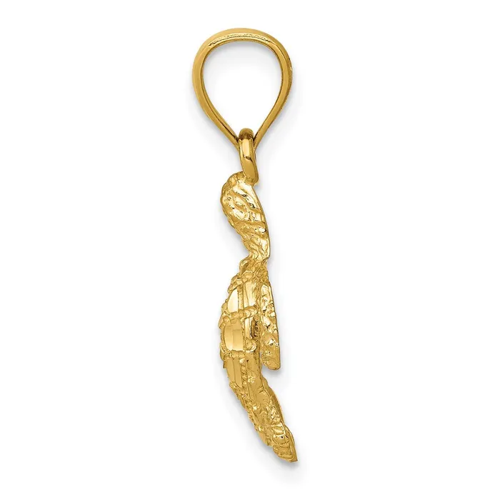 Necklaces 14k Polished and Textured Diamondcut Sea Turtle Pendant TreasureFineJewelers