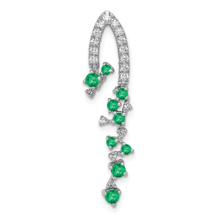 Necklaces 14k White Gold Fancy Diamond and Emerald Chain Slide TreasureFineJewelers Necklaces 14k White Gold Fancy Diamond and Emerald Chain Slide TreasureFineJewelers